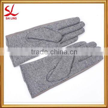 Fashion Dresses Ladies Leather Knit Blend Glove Grey With Metal Button photo-3