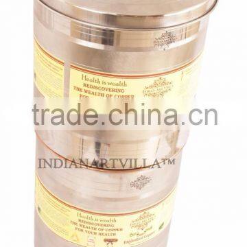 IndianArtVilla High Quality Steel Copper Water Pot Tank With Filter 15000 ML - Storage Water Home Hotel Restaurant Good Health