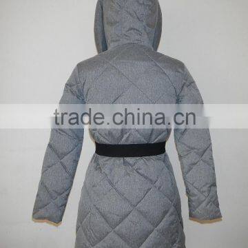 Women Duck Down Feather Puffer Quilted Raccoon Fur Trim Coat