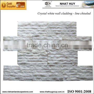 wall cladding crystal white stone marble line chiselled