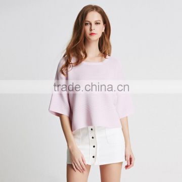 hxss16086 half sleeve knit sweater for ladies 2016 new design comfortable fabrics knitwear