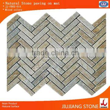 mixed colors paving mesh Paving stone on mat for wall/floor construction