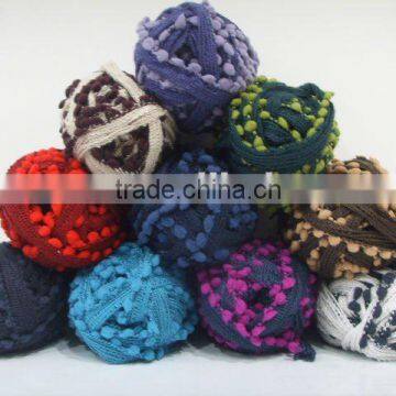 100% polyester pompom mesh hand knitting yarn fancy yarn