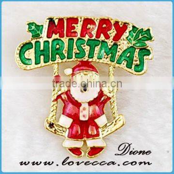 latest brooch design Custom Artificial Flowers Santa Claus Brooch Pin for Christmas