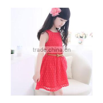 Cool child party dress for girl, summer lace skirt for girl, red color princess skirt