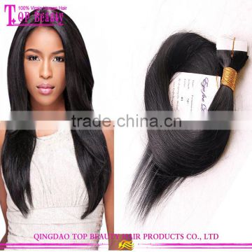 Wholesale 100% european hair tape hair extension high quality straight tape hair