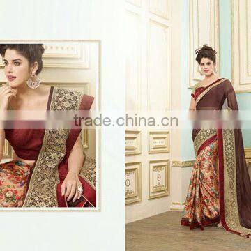 Maroon Chiffon Silk Saree