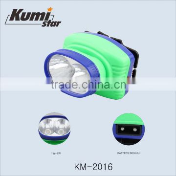 double led 1W+1W warm light rechargeable led headlamp KM-2016