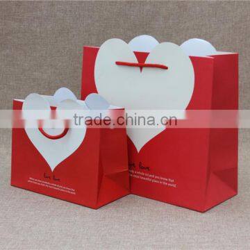 Custom Heart Shape Gift Paper Bag/ Shopping Paper Bag Wholesale