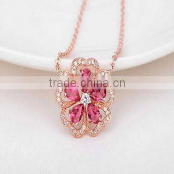Authentic Austrian Red Flower Crystal Necklace NEW ITEM photo-2