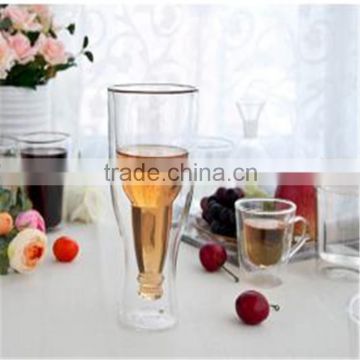 FDA certificated & hand-made 350ml borosilicate double wall glass beer cup