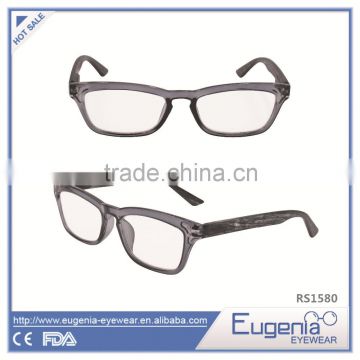 2016 top selling slim plastic frame reading glasses with high quality