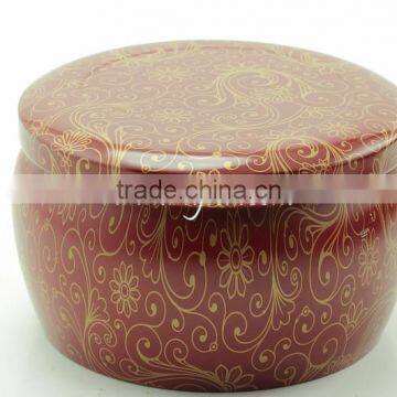 Red Vivid Flower Round Tin Plate Tea Canister for Matcha photo-4