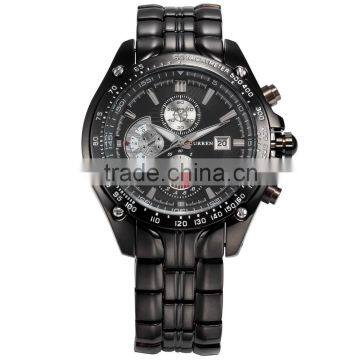 CURREN Black Men's Stainless Steel Analog Date Sport Quartz Watch