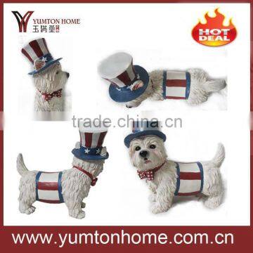 Resin small dogs figurine with clothes/hat