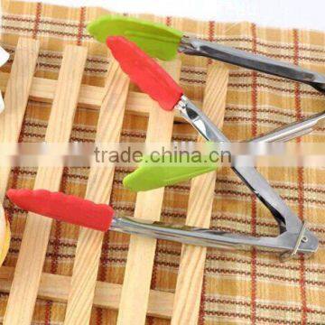 Durable Promotional BBQ Kitchen Gadget Silicone Gripper Tongs Green Nylon+stainless Steel Tongs photo-6