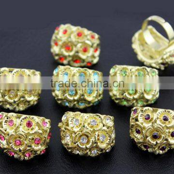 Europe punk style alloy coulourful diamante fake gold rings