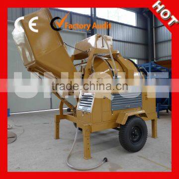 350L per batch diesel small concrete mixer with wire tipping