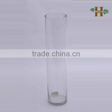 Handmade 45cm tall clear cylinder shape glass vase