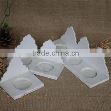 White Handmade Decorative Craved Wooden Candle Stand photo-4