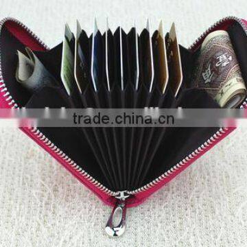 Cy278 Genuine Leather Women Card Holder Wallets High Quality Female Pillow Purse Fashion Organ Zipper Credit Card Holders