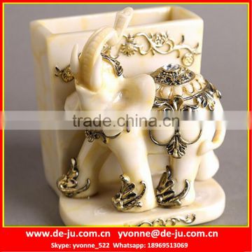 Pen Holder White Jade Elephant Resin