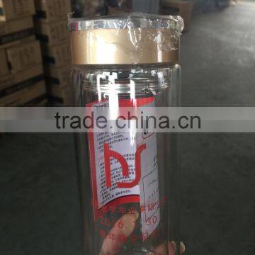 2016 New Design Double Wall Glass Bottles Tea Infuser Water Bottle With PP Lid photo-2