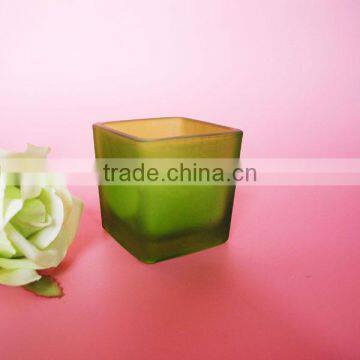 Sprayed Frosted Square Glass Candle Jar With Scented Wax Inside photo-3