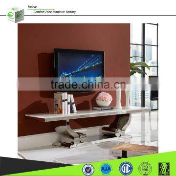 CT8035 Wonderful design stainless steel modern tv stand with marble top