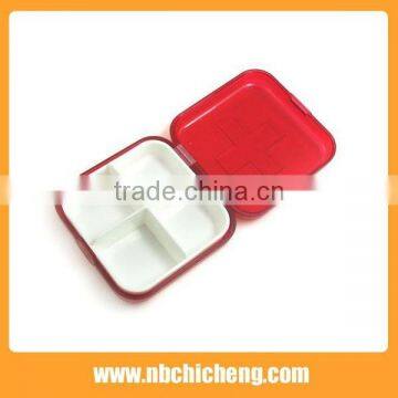 Wholesale New Design Mini Square Shape Plastic Pill Box With 4 Compartments PP+PS Pill Box
