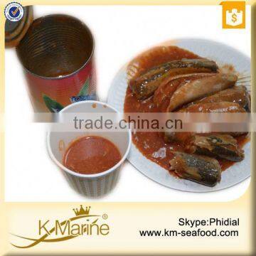 2015 Easy Open End Chinese Wholesale Canned Mackerel in Tomato Sauce