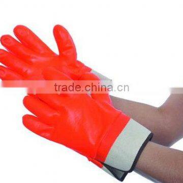 Foam Insulated Fully Coated Semi-Rough Orange PVC Work Gloves