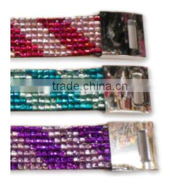 Colorful Bracelet With Zinc Alloy Locking Part, Hot Sale Gift Leather With Crystal Gem Decoration photo-3