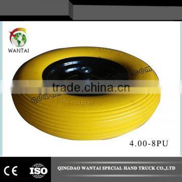manufacture flat PU rubber wheelbarrow wheel 4.00-8