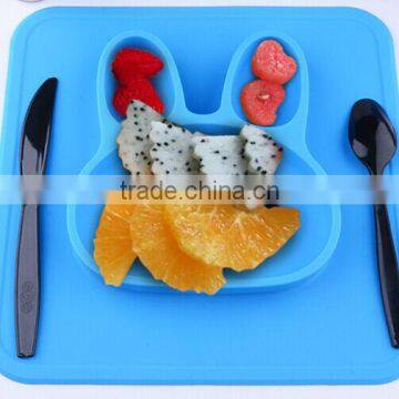 FDA Approved Rabbit Silicone Placemat for Kids Children Dinner Plate photo-2