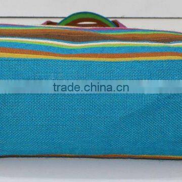 Multi Color Stripe Print Tote Bag - 340 Gsm Laminated Jute - 14 x 15 Weave High Quality Jute Fabric photo-4
