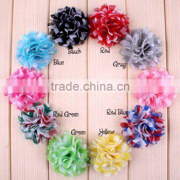 fabric and mesh flower clip for kids hair accessories