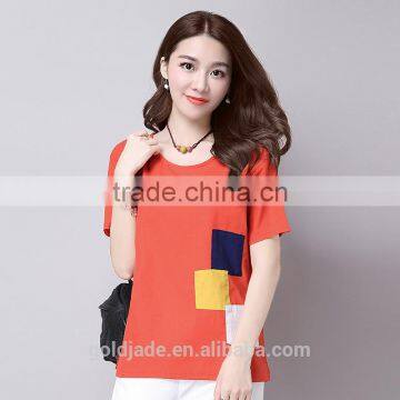 China Factory Wholesale Custom Logo Cotton Women's T-shirt Embroidery Shirt photo-2