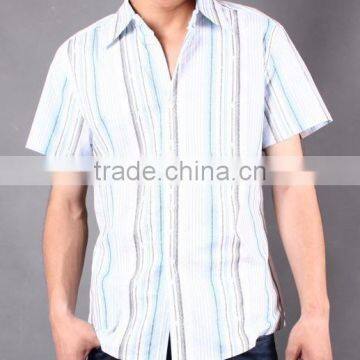 Mens Fashion Stripes Shirts Short Sleeve Dress Casual Shirts for Man photo-3