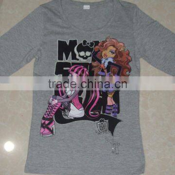 2013 Latest Design Mechin Printed Girls Cotton Long Sleeve T-shirt photo-3