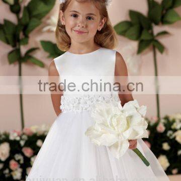 Lovely off Shoulder Satin Tulle Lace Kids Dresses for Girls photo-2