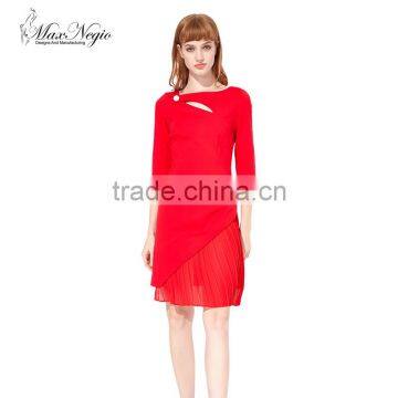 Maxnegio lady's red designer one peice party online shopping office dress