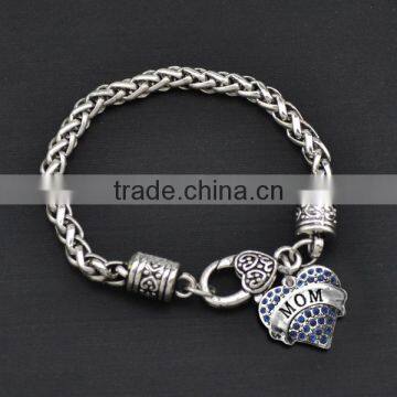 2016 Twist Chain Bracelet Custom MOM Heart Charm Bracelet Fashion Style Clasp Bracelet for Mother's Day photo-3
