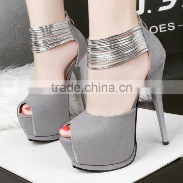 Zm50268b Fashion Waterproof Shoes Ladies High Heels 8cm High Heel Suede Women Sandal photo-4