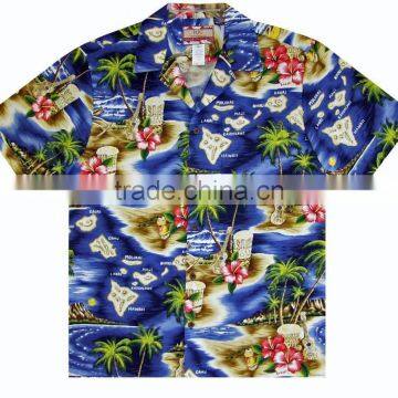 Mens Hawaiian Shirts Wholesale Short Sleeve Shirt With All Over Hawaiian Beach Print