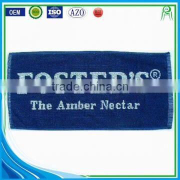 Custom design full size jacquard logo terry bar towel