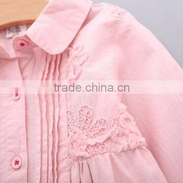 S33419W Shirts for Girls Blouse Cotton White Lace Flower Shirts photo-2