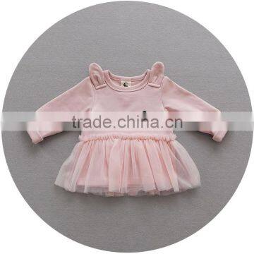 S17733A Autumn Baby Girls Dress Cotton Long Sleeve Dresses photo-3