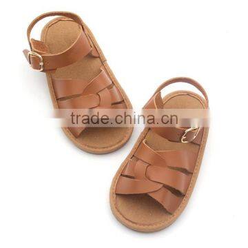 Wholesale Latest Design Leather Baby Kids Leather Rubber Sandals photo-2