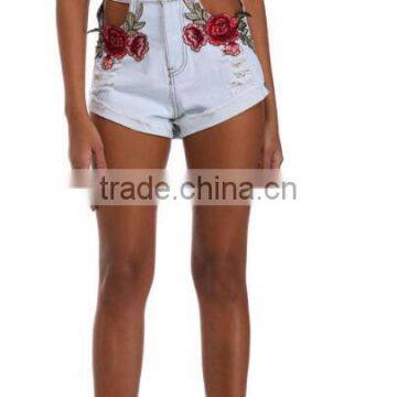 Runwaylover 5273 High Quality Ladies Sexy Embroider Denim Shorts photo-2